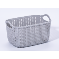 plastic rattan woven storage basket with handle